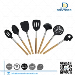 Nylon Kitchen Utensil Set with Beech Wood Handle