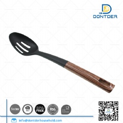 Slotted Spoon with Wood Grain Pattern Handle D24