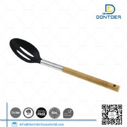 Nylon Slotted Spoon with Bamboo Handle